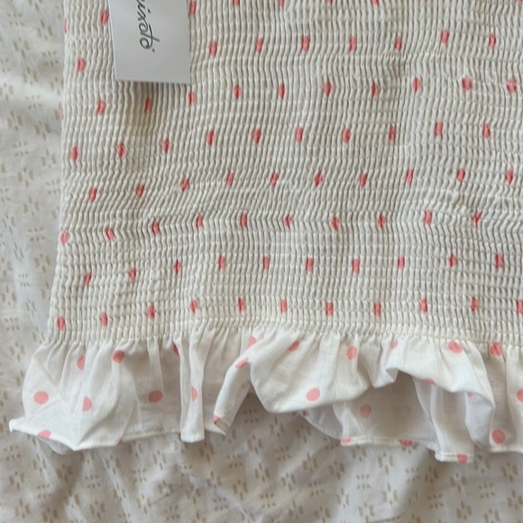 Peixoto Michi Top - pink dots smocked white blouse NWT - Picture 3 of 5
